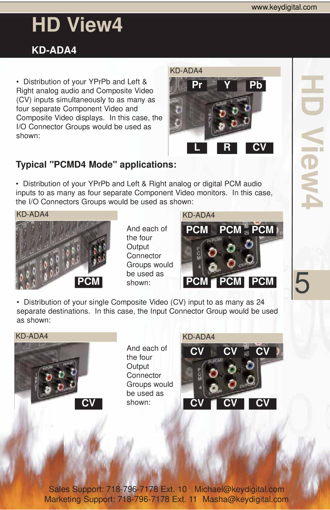 Key Digital KD-ADA4 manual Pcm Pcm Pcm, Typical PCMD4 Mode applications 