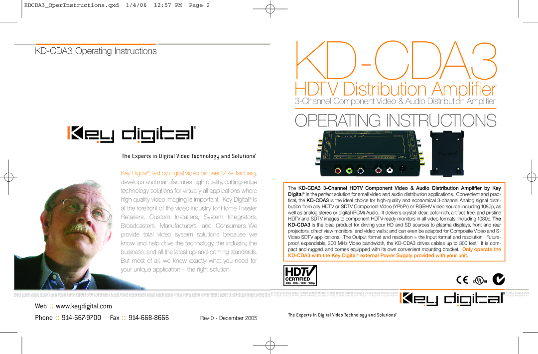 Key Digital KD-CDA3 manual 