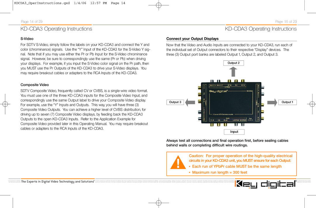 Key Digital KD-CDA3 manual Connect your Output Displays, Video 