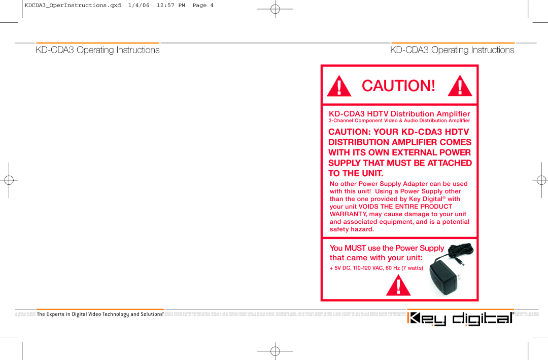 Key Digital manual KD-CDA3 Operating Instructions 