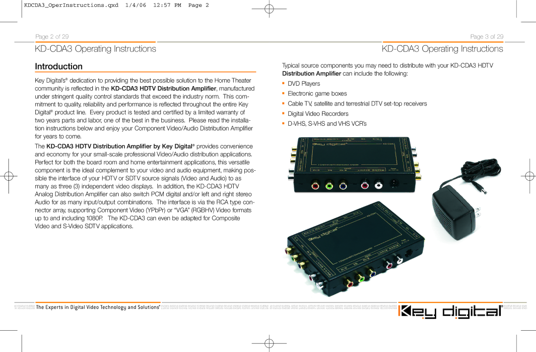 Key Digital KD-CDA3 manual Introduction 