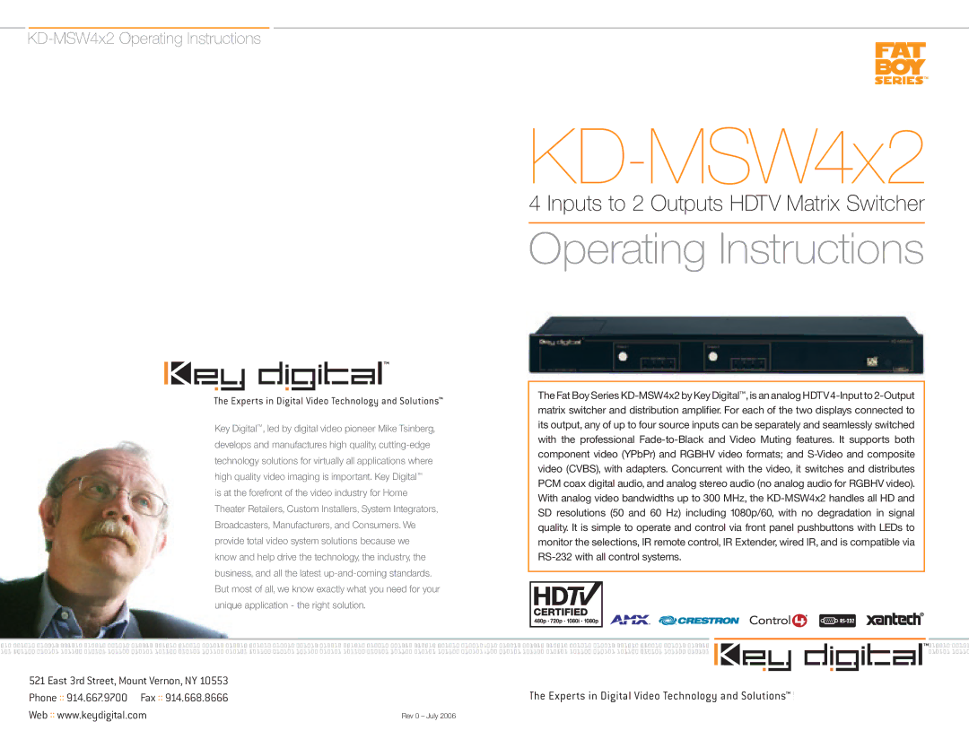 Key Digital KD-MSW4X2 operating instructions KD-MSW4x2 