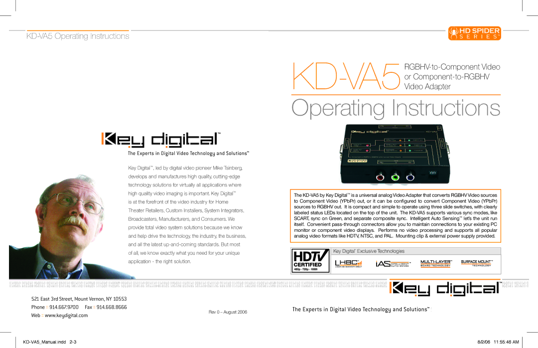 Key Digital KD-VA5 manual Operating Instructions 