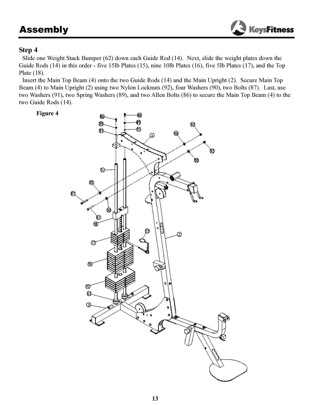 Keys Fitness 1550 owner manual Assembly 