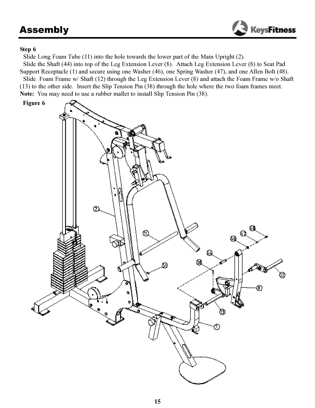 Keys Fitness 1550 owner manual Assembly 