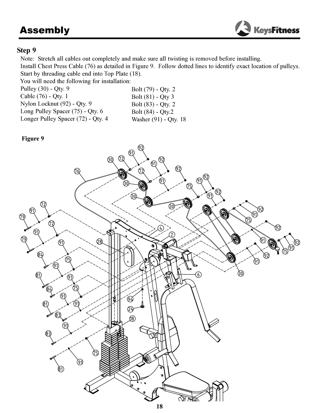 Keys Fitness 1550 owner manual Assembly 