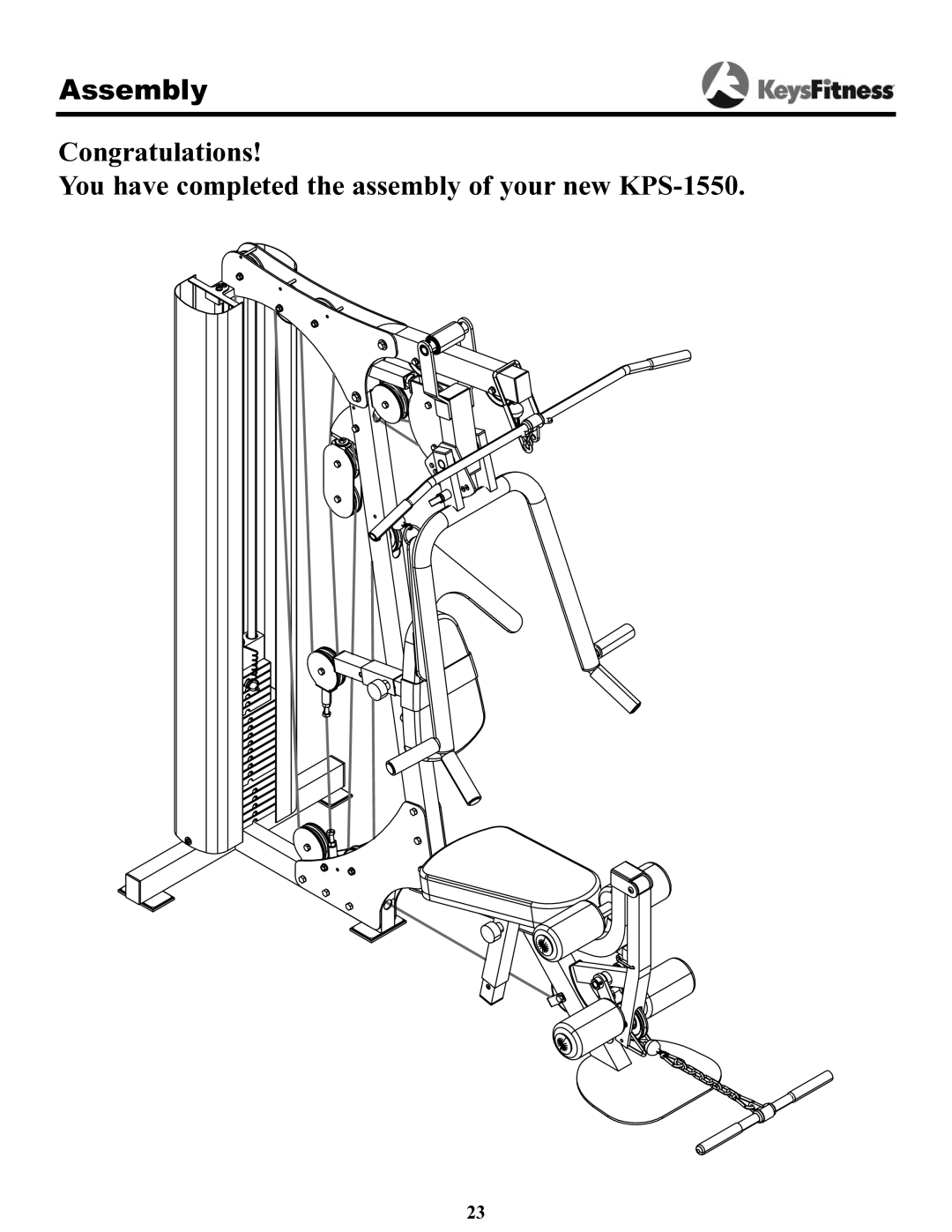 Keys Fitness 1550 owner manual Assembly 