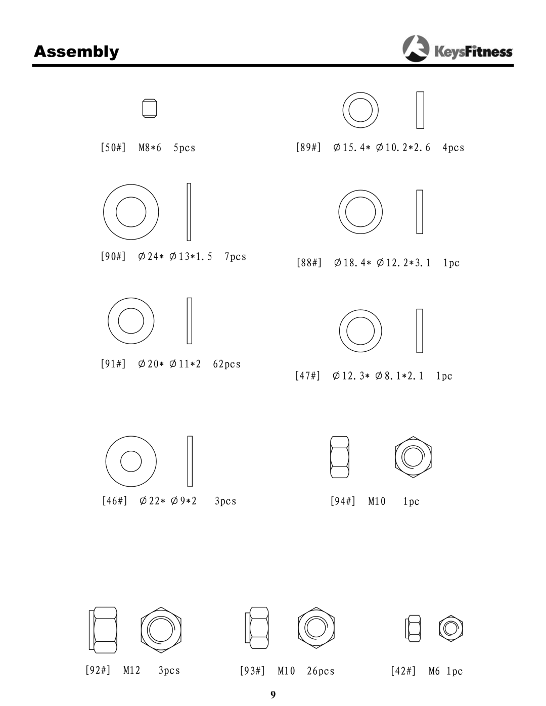 Keys Fitness 1550 owner manual Assembly 