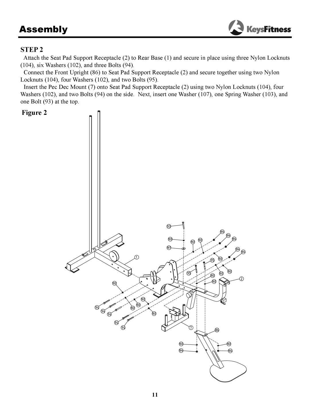 Keys Fitness 1850 owner manual Assembly 