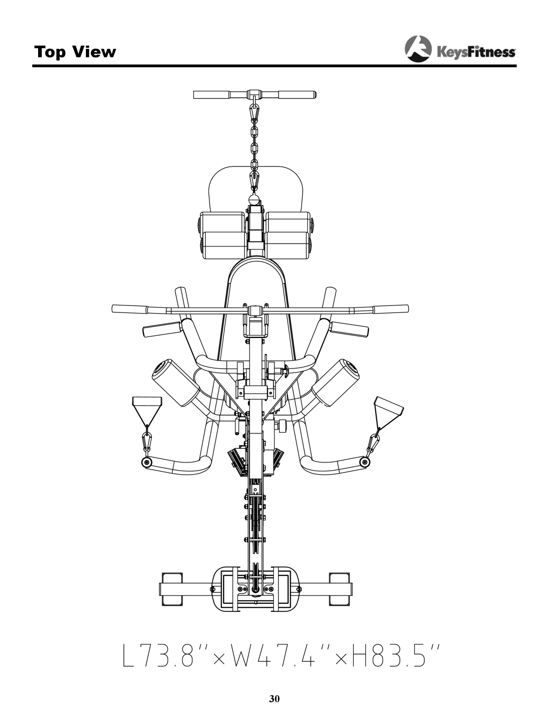 Keys Fitness 1850 owner manual Top View 