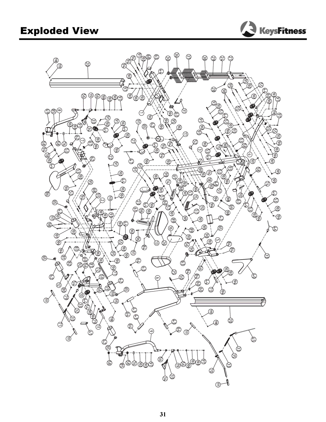 Keys Fitness 1850 owner manual Exploded View 