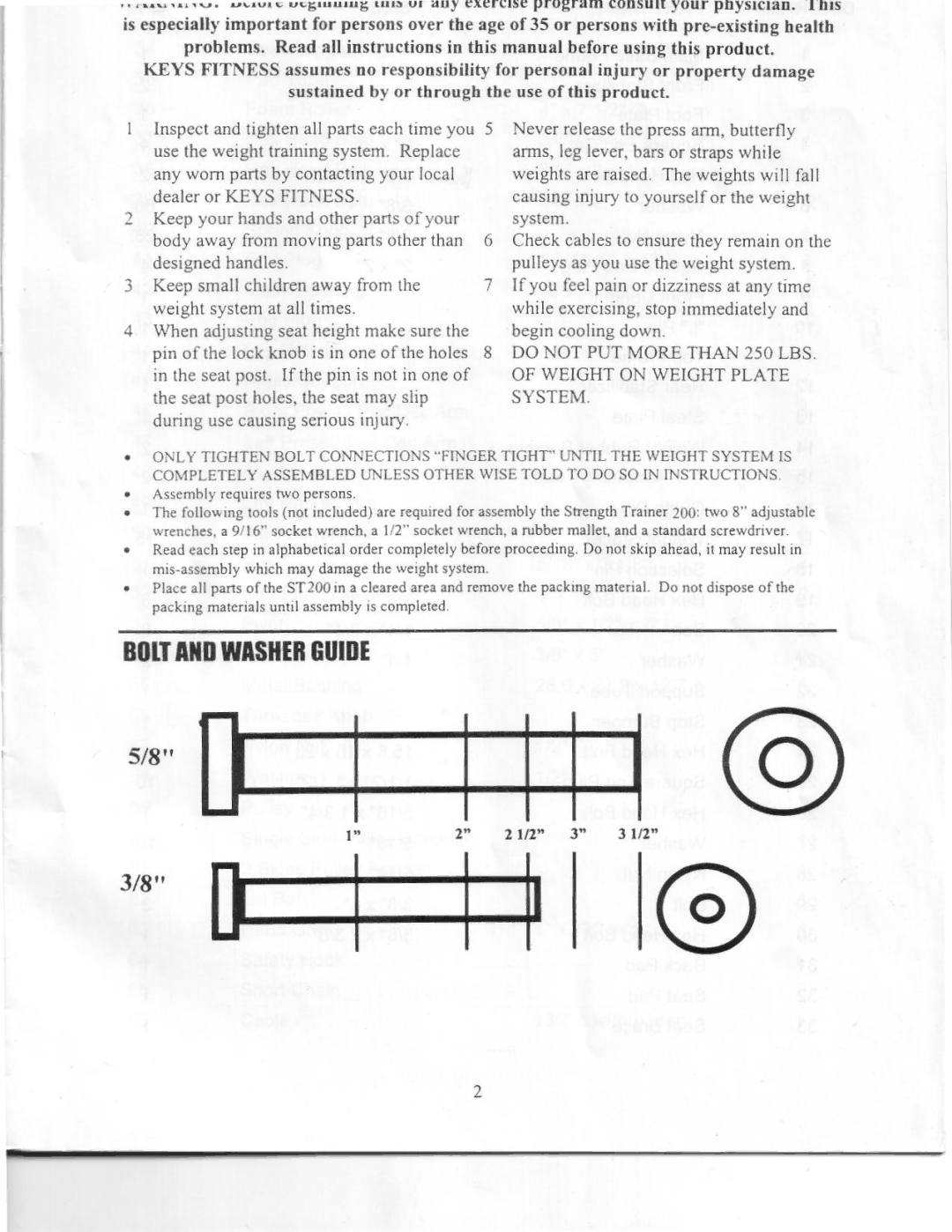 Keys Fitness 200 manual 