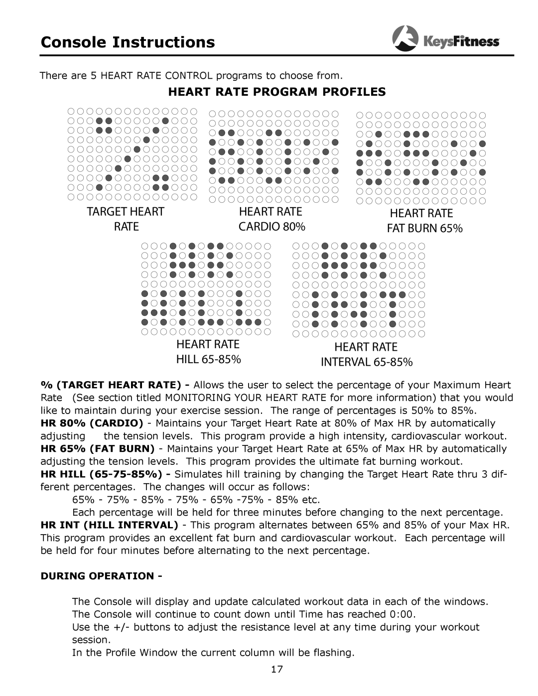 Keys Fitness 315-00106 owner manual Heart Rate 