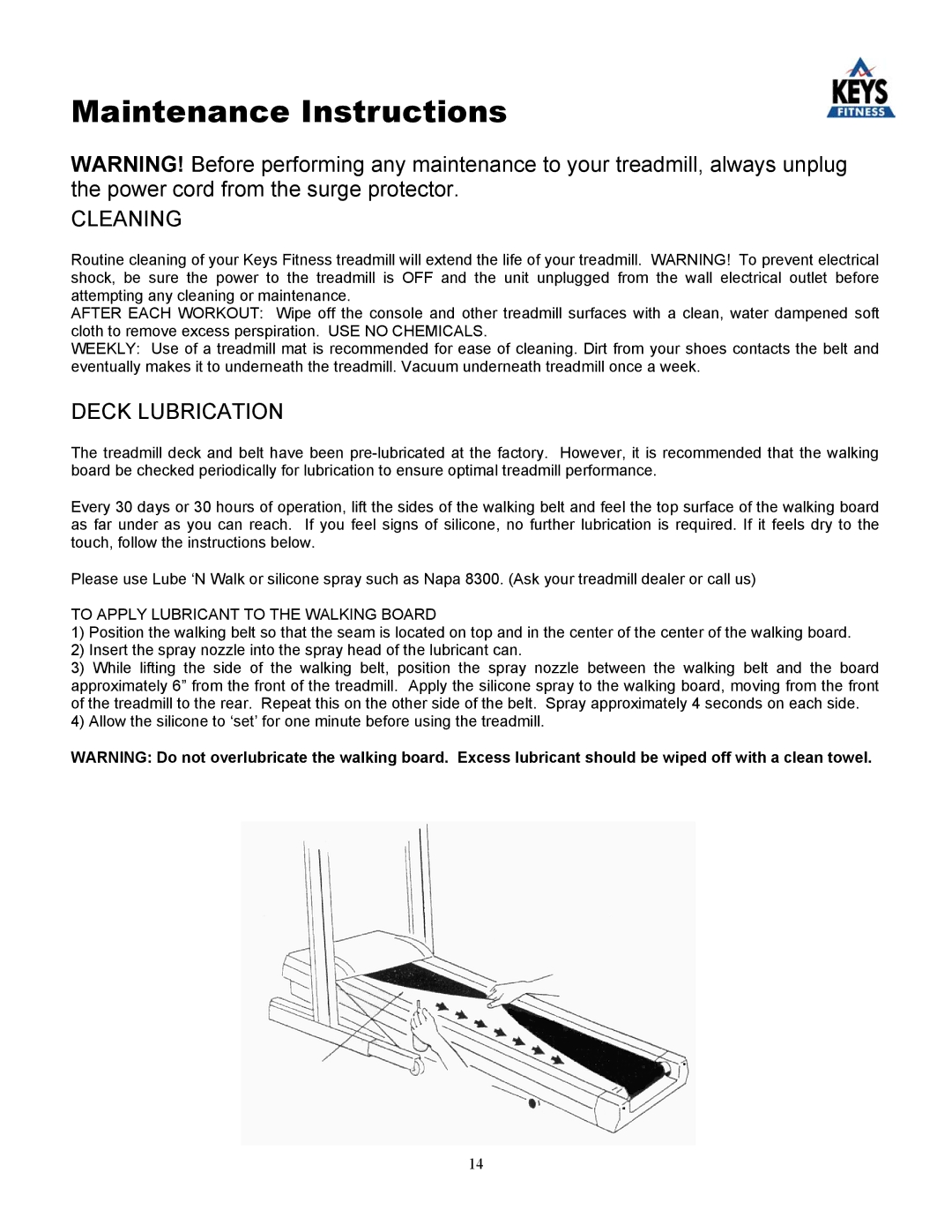 Keys Fitness 4000 owner manual Maintenance Instructions, Cleaning 