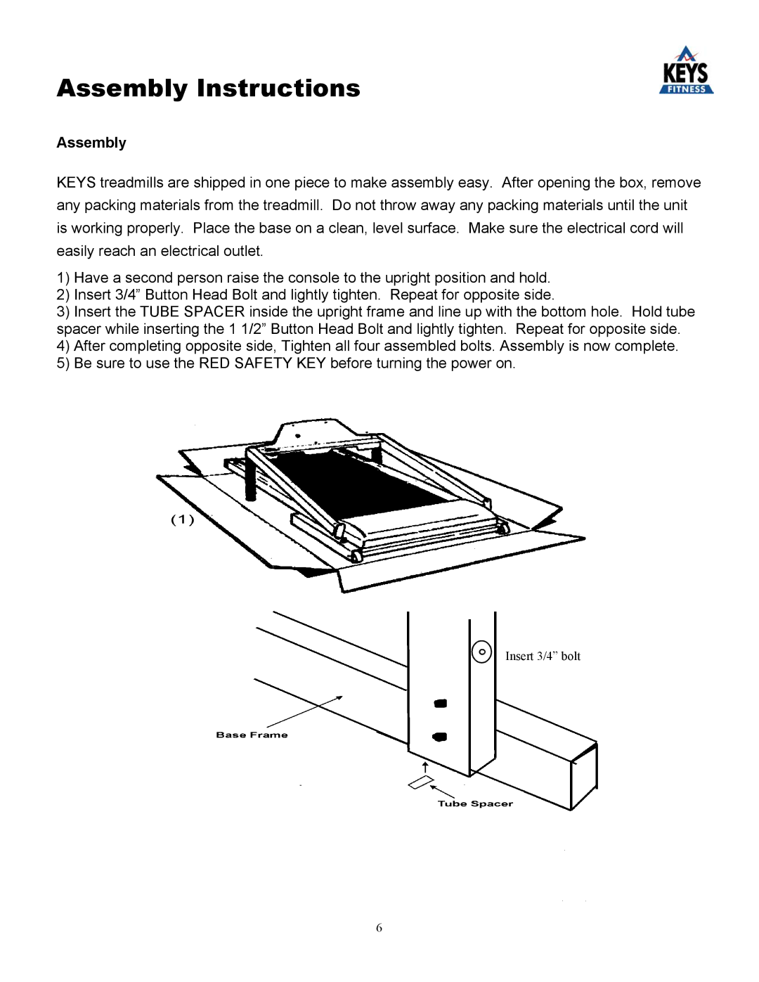 Keys Fitness 4000 owner manual Assembly Instructions 