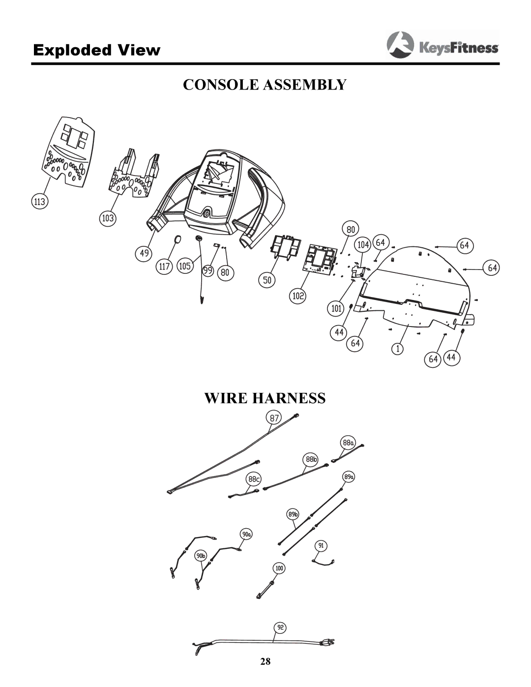 Keys Fitness 4500T owner manual Console Assembly Wire Harness 