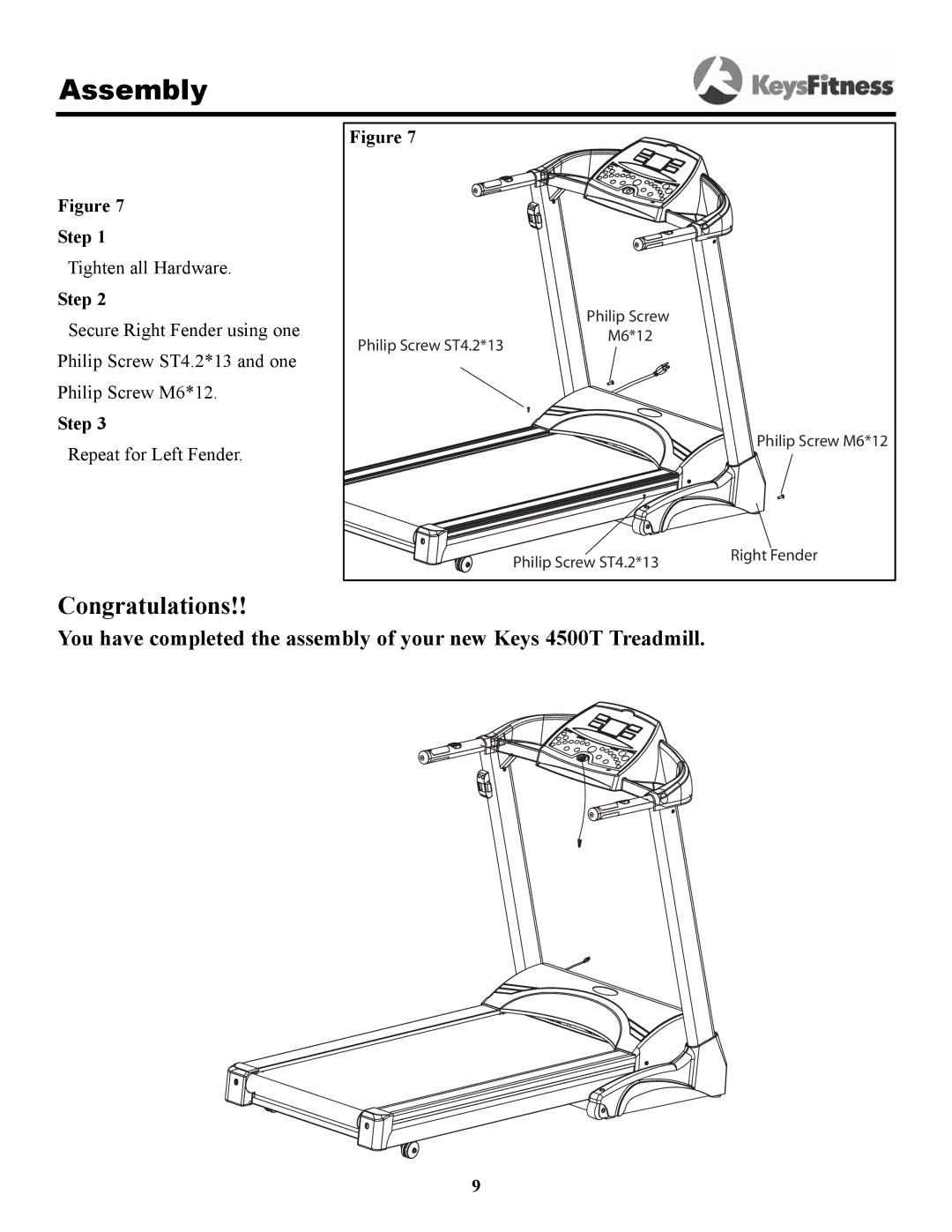 Keys Fitness 4500T owner manual Congratulations 