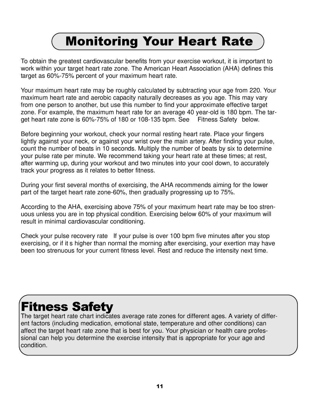 Keys Fitness 5.2 Hybrid owner manual Monitoring Your Heart Rate, Fitness Safety 