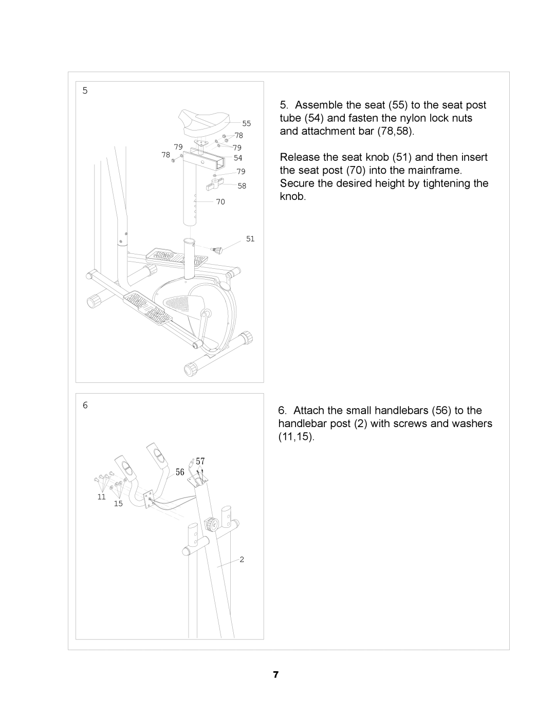 Keys Fitness 5.2 Hybrid owner manual Assemb le the seat 55 to the seat post 