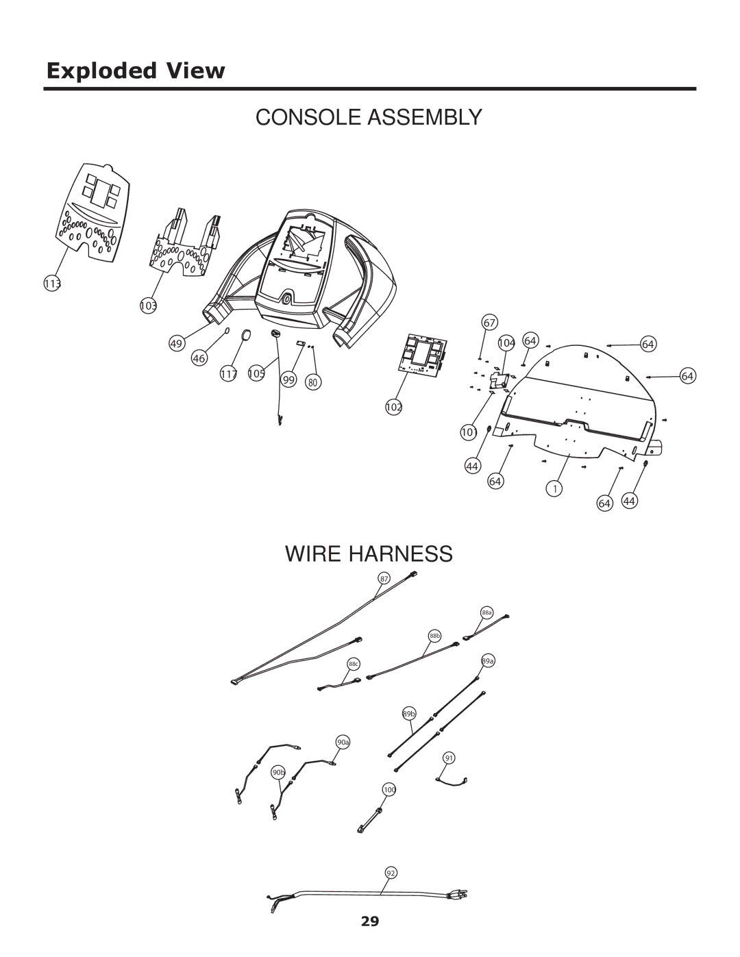 Keys Fitness 5600T owner manual Console Assembly 