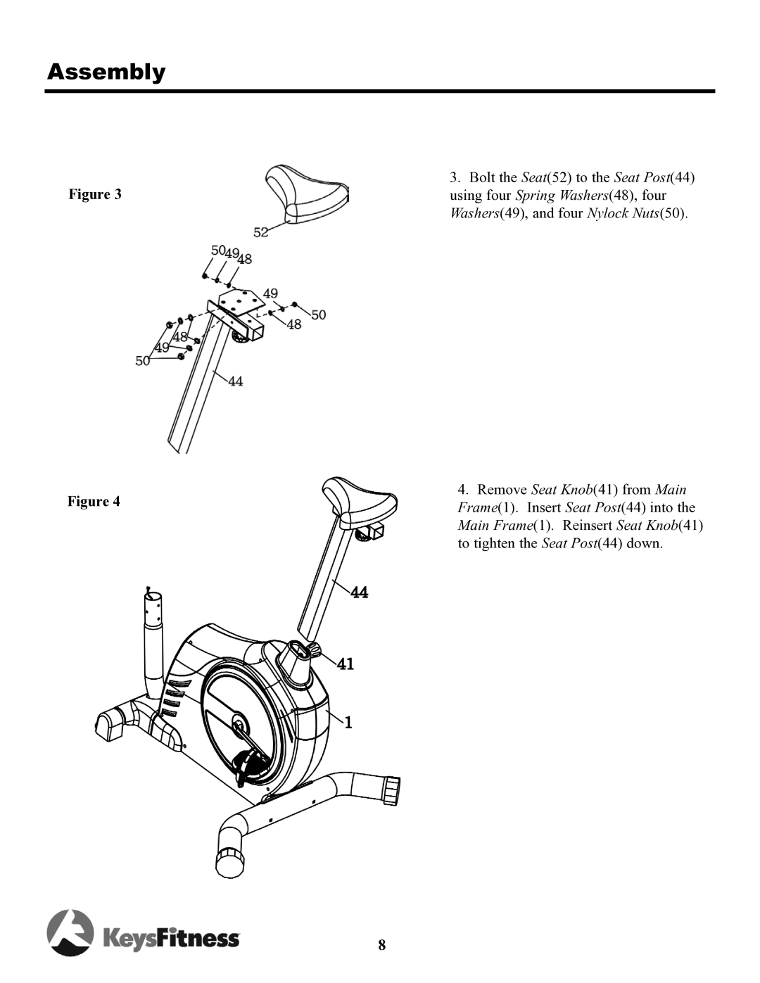 Keys Fitness 700u owner manual Assembly 