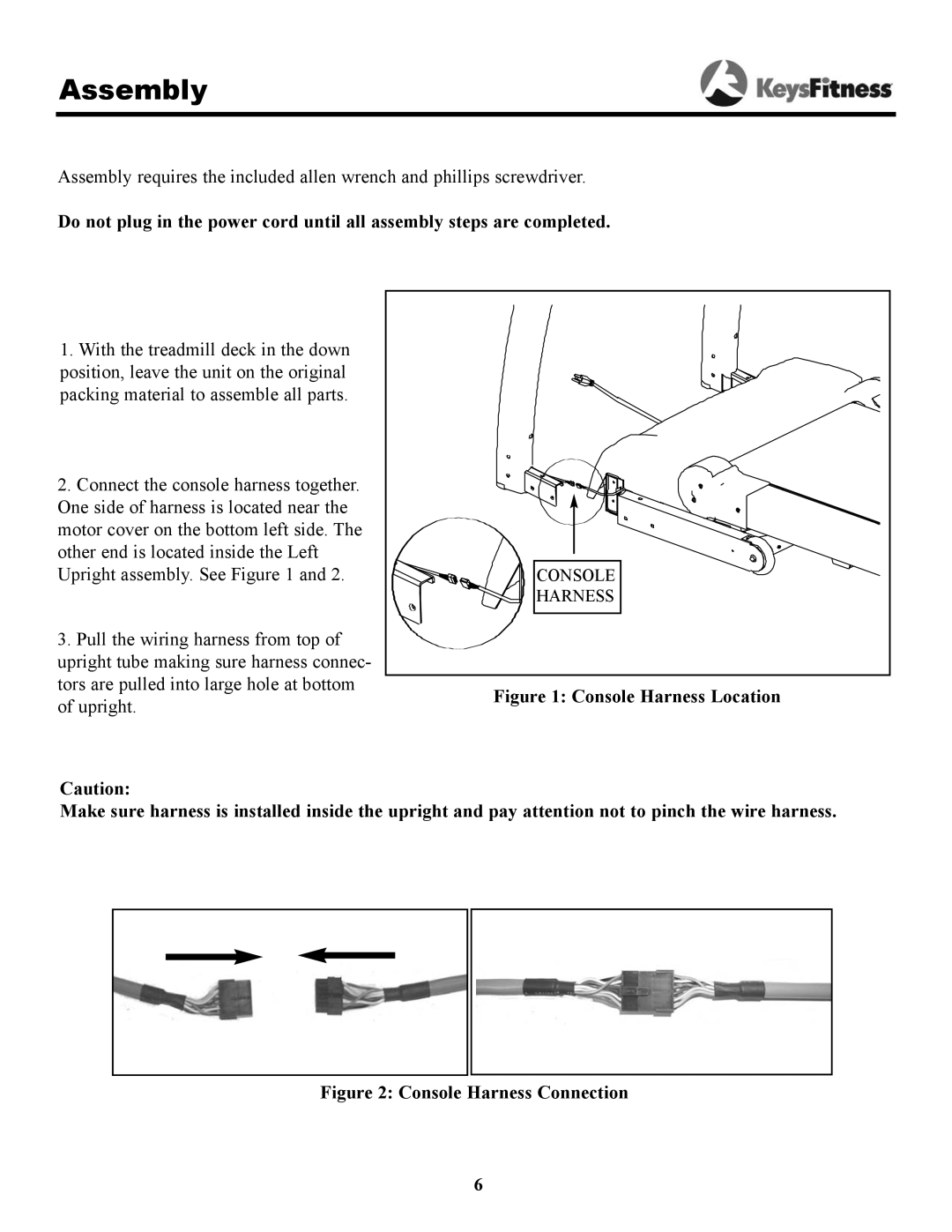 Keys Fitness 7.3t owner manual Console Harness Location 