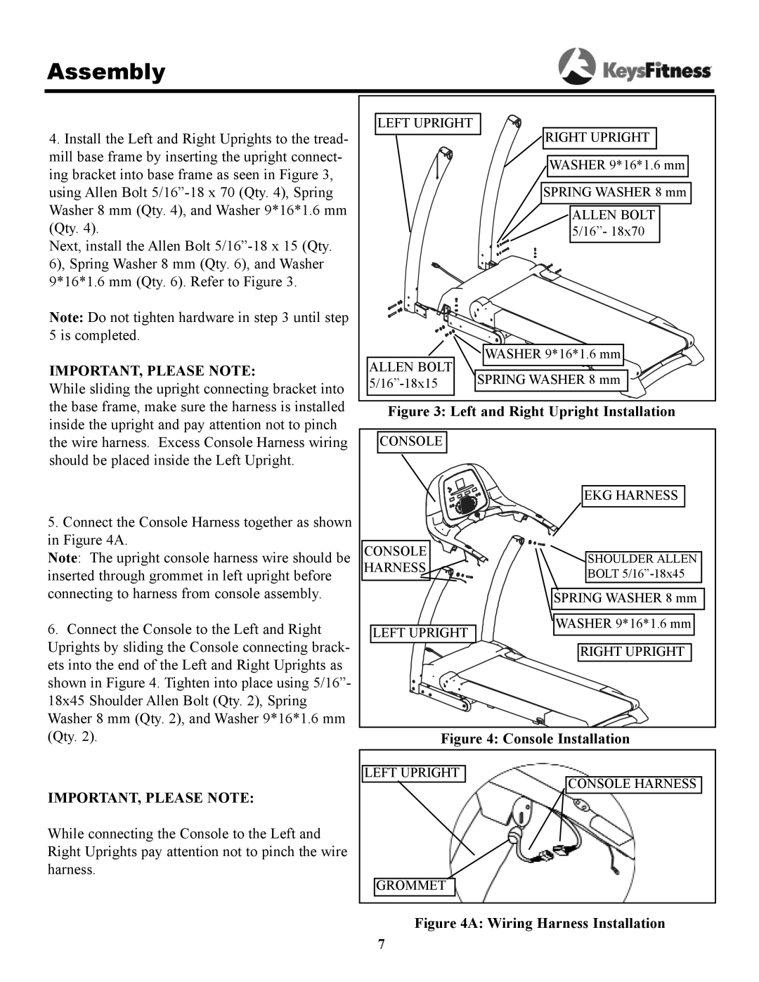 Keys Fitness 7.3t owner manual IMPORTANT, Please Note 