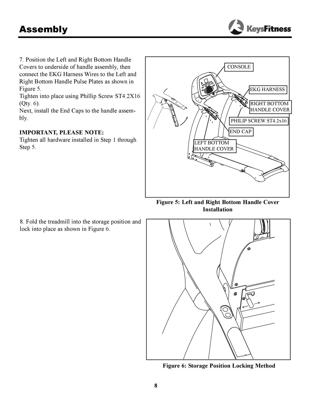 Keys Fitness 7.3t owner manual Left and Right Bottom Handle Cover Installation 