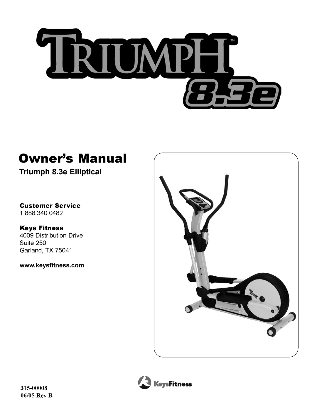 Keys Fitness owner manual Triumph 8.3e Elliptical 