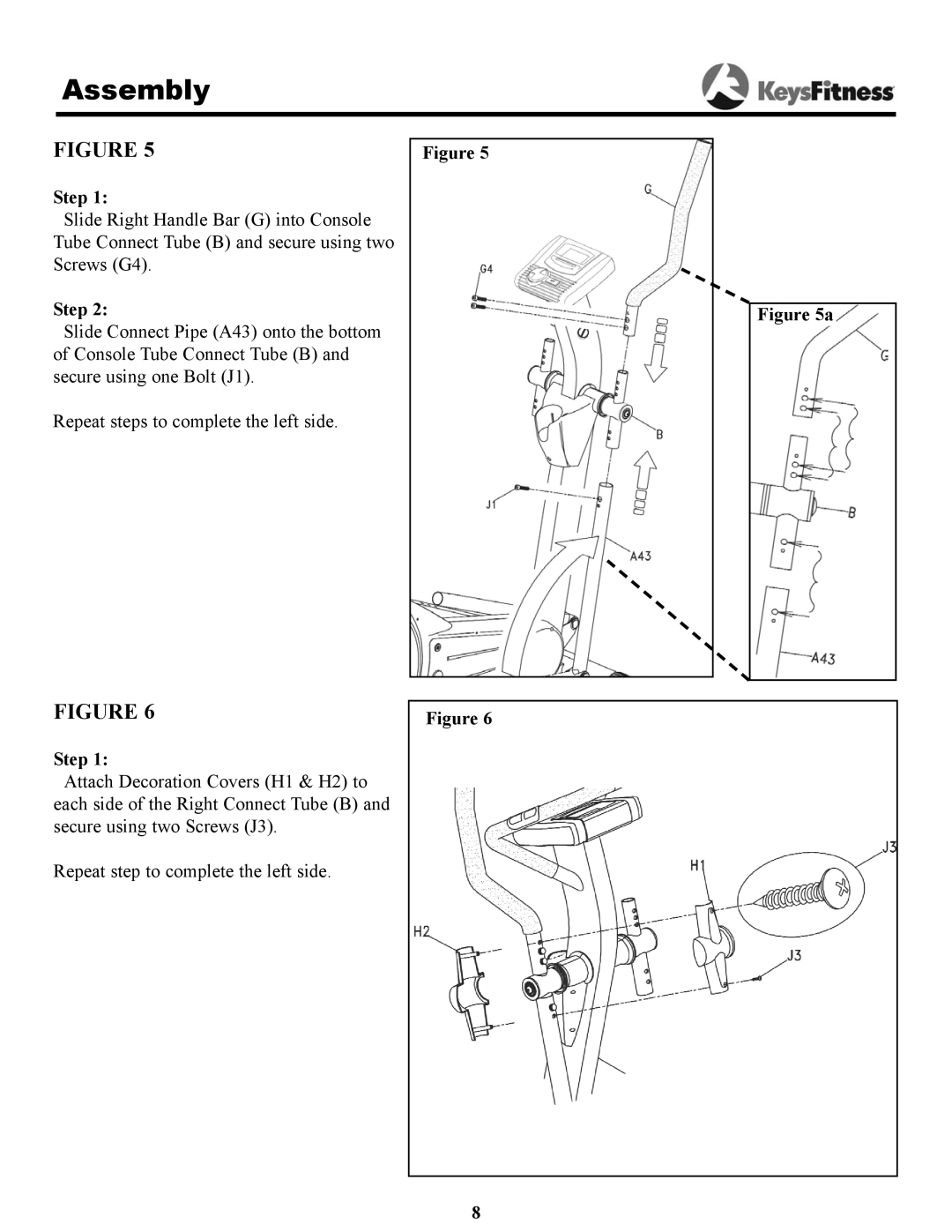 Keys Fitness 8.3e owner manual Assembly 