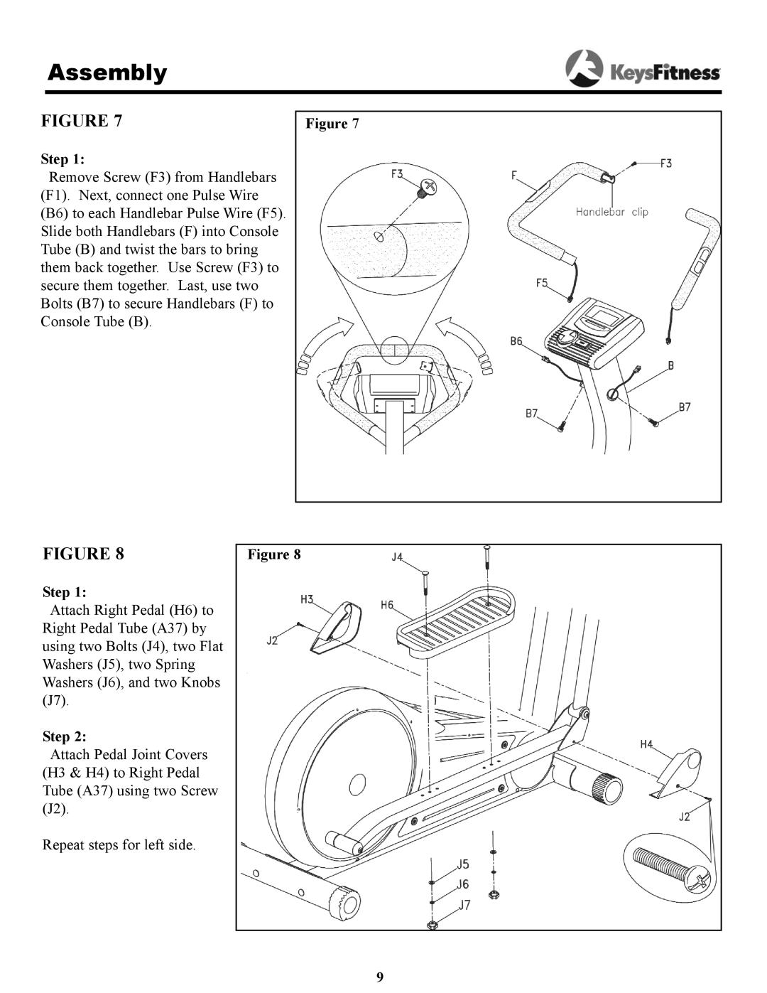 Keys Fitness 8.3e owner manual Assembly 