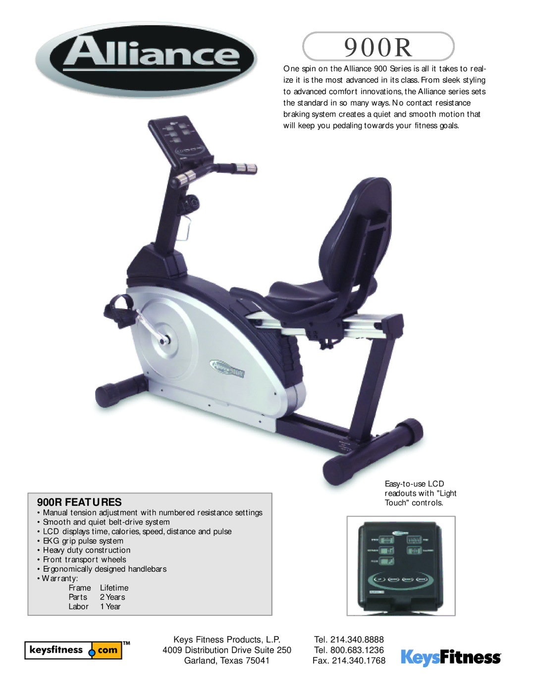 Keys Fitness warranty 900R Features 