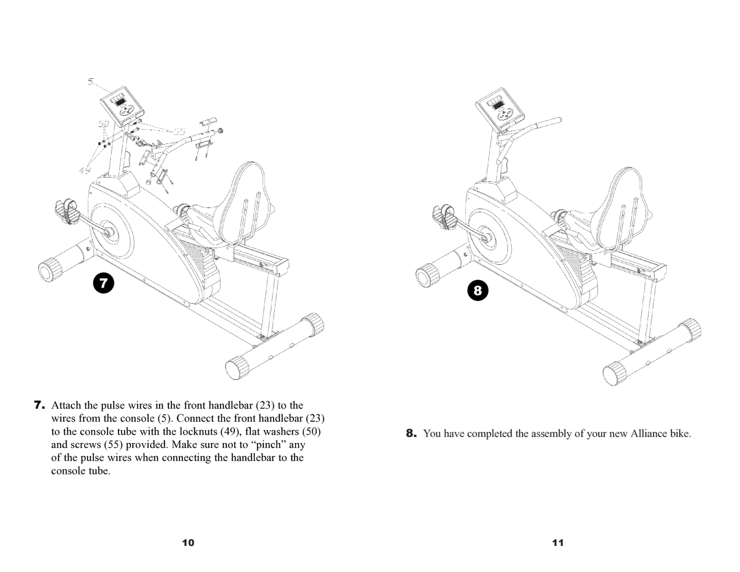 Keys Fitness 920R owner manual You have completed the assembly of your new Alliance bike 