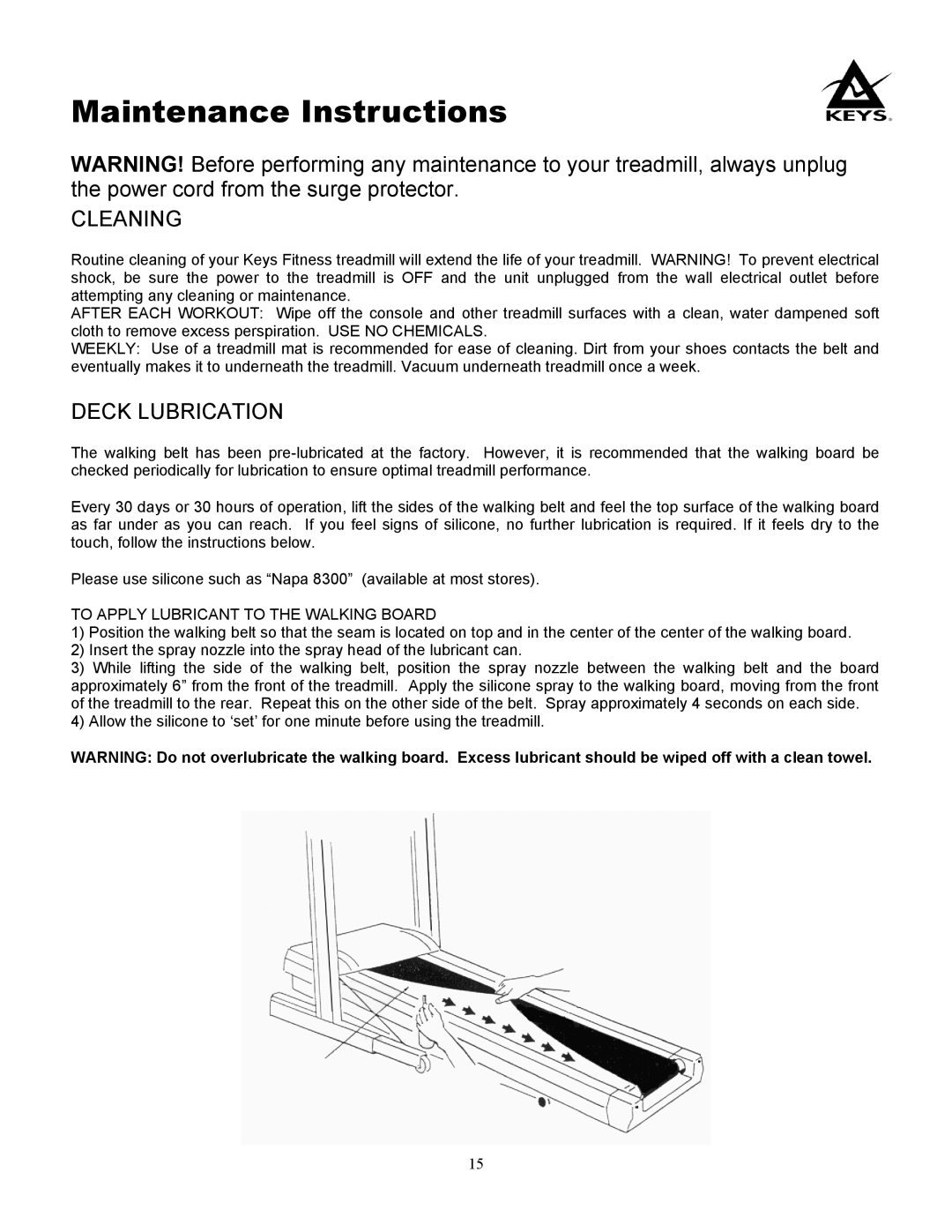 Keys Fitness 980HRS, 980S owner manual Maintenance Instructions, Cleaning 