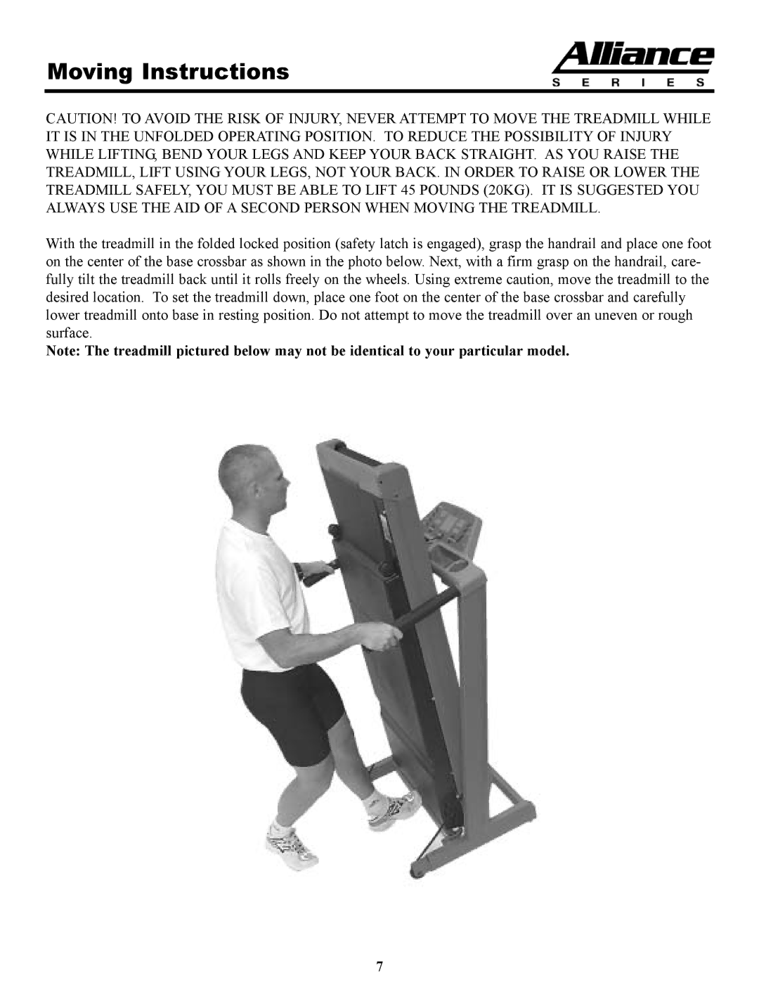 Keys Fitness A5T owner manual Moving Instructions 