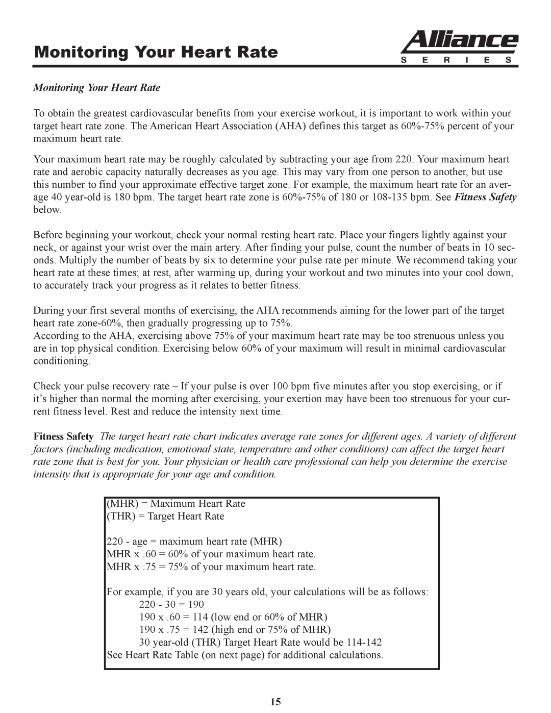 Keys Fitness A6t owner manual Monitoring Your Heart Rate 