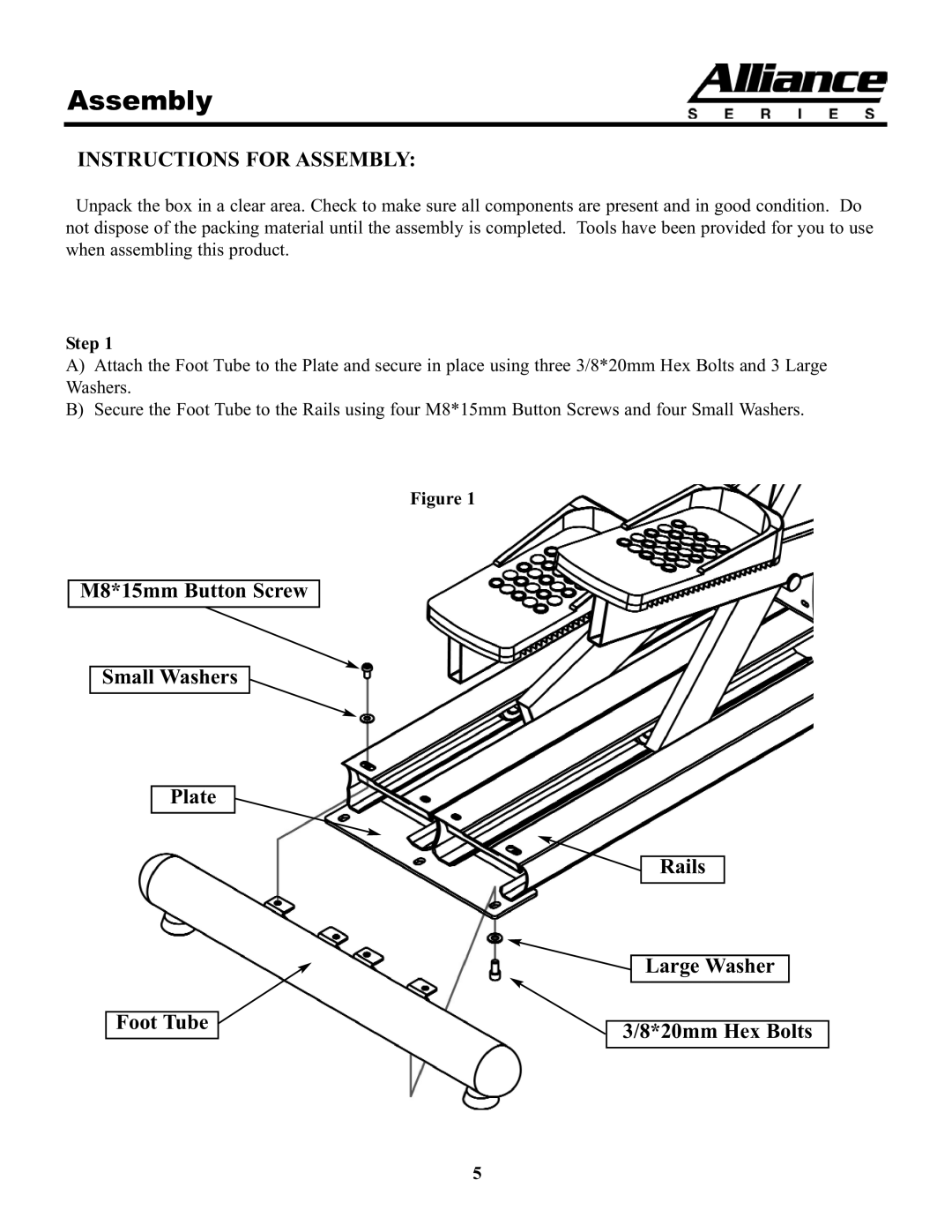 Keys Fitness A7e owner manual Assembly, Step 