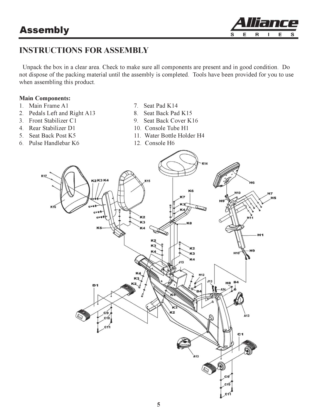 Keys Fitness A7r owner manual Instructions for Assembly 