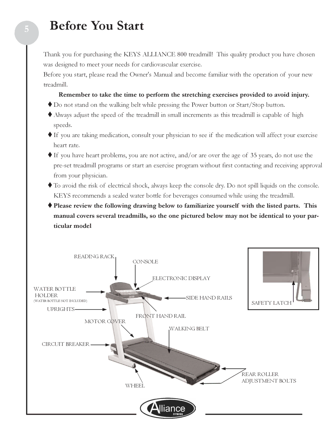 Keys Fitness ALL800 owner manual Before You Start 