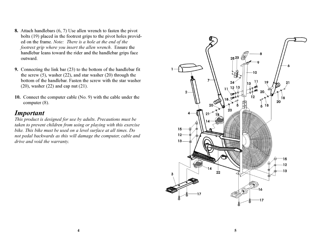 Keys Fitness bicylce owner manual 