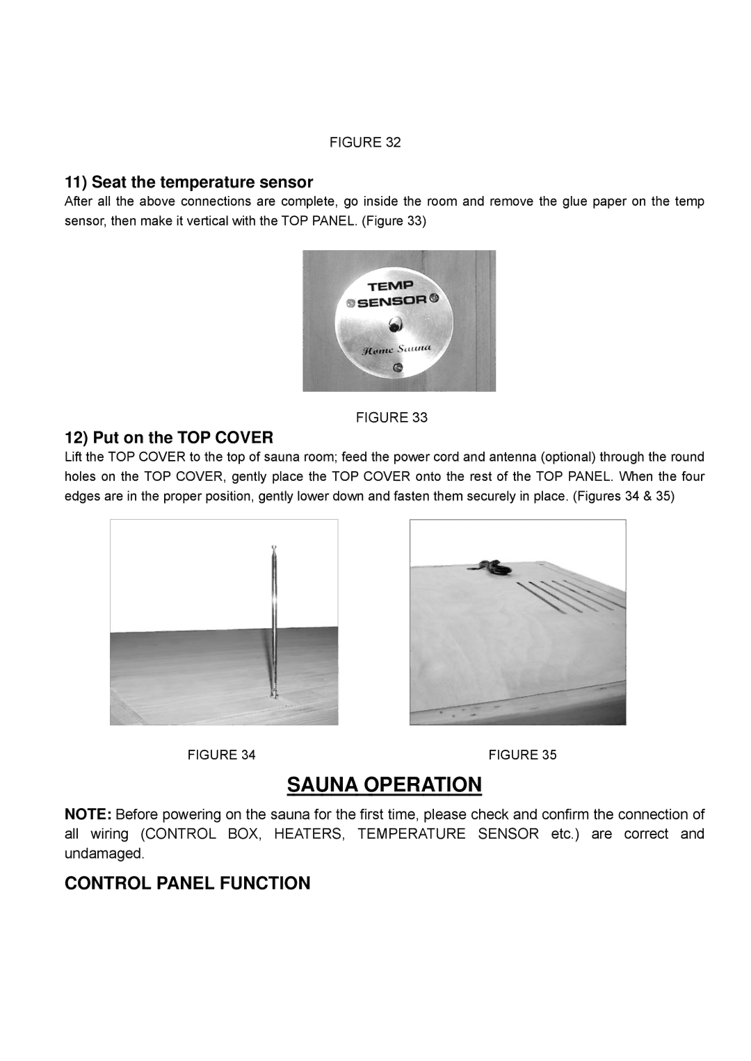 Keys Fitness BS-9202 owner manual Seat the temperature sensor, Put on the TOP Cover 