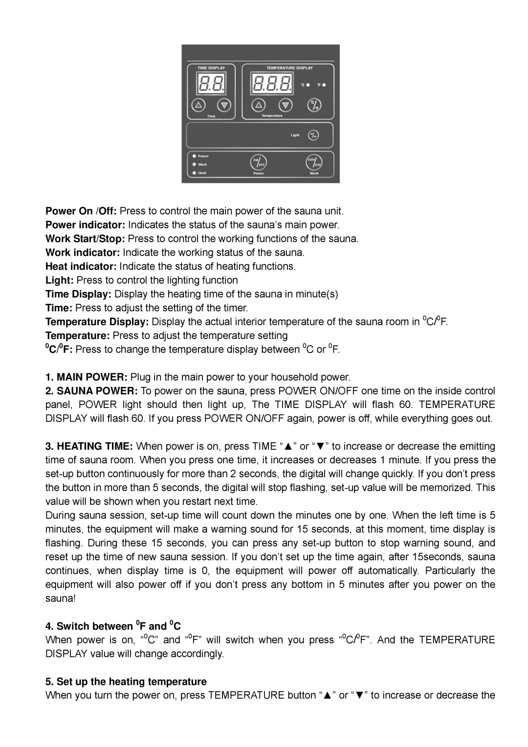 Keys Fitness BS-9202 owner manual Switch between 0F and 0C 