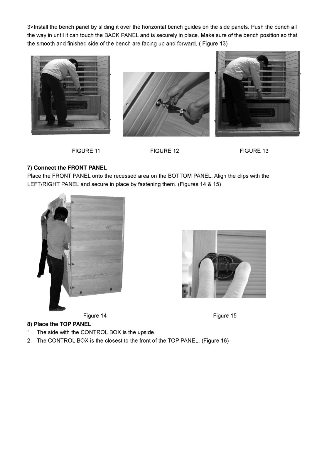 Keys Fitness BS-9202 owner manual Connect the Front Panel, Place the TOP Panel 