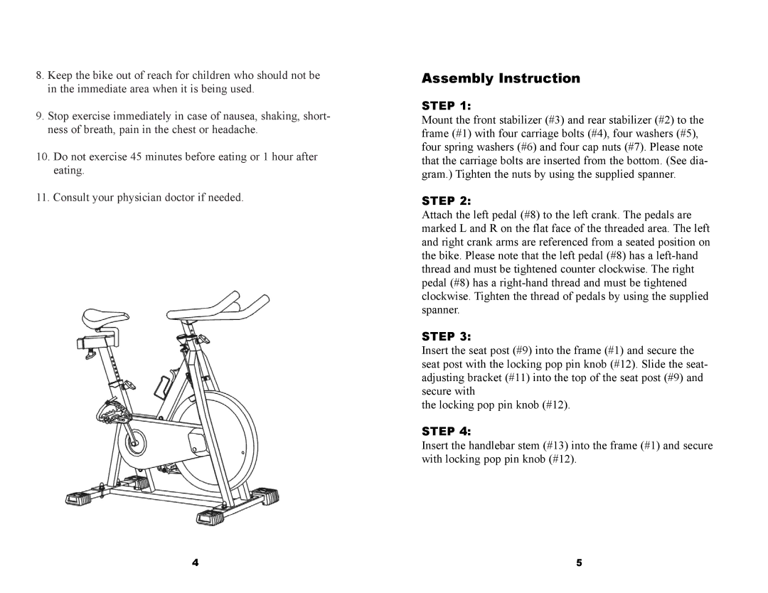 Keys Fitness CADENZA PRO manual Assembly Instruction 