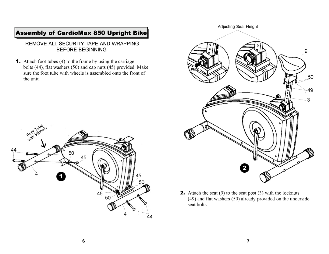 Keys Fitness CM850U Assembly of CardioMax 850 Upright Bike, Remove ALL Security Tape and Wrapping Before Beginning 