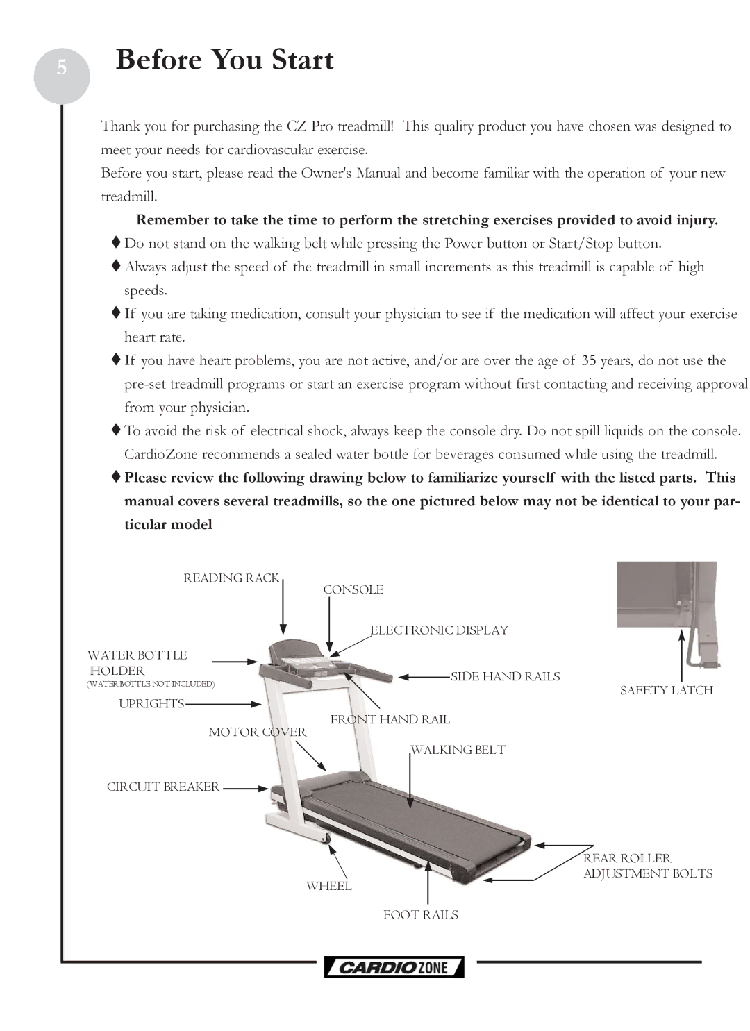 Keys Fitness CZ PRO owner manual Before You Start 