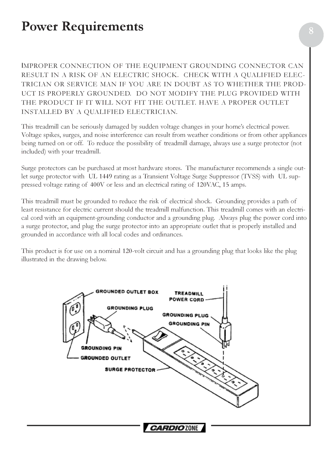 Keys Fitness CZ PRO owner manual Power Requirements 