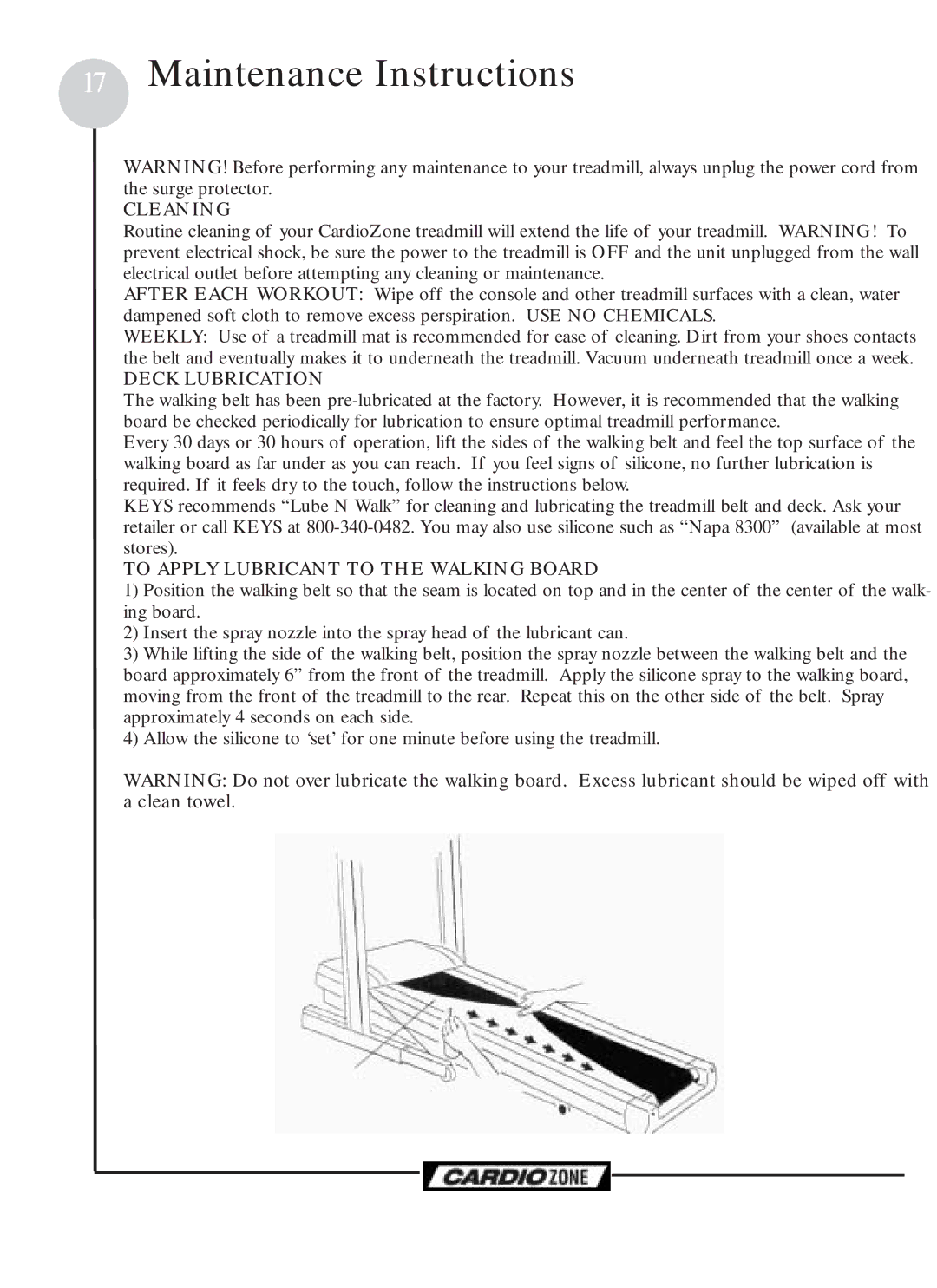 Keys Fitness CZEMAX, CZCLUB owner manual Maintenance Instructions, Cleaning 