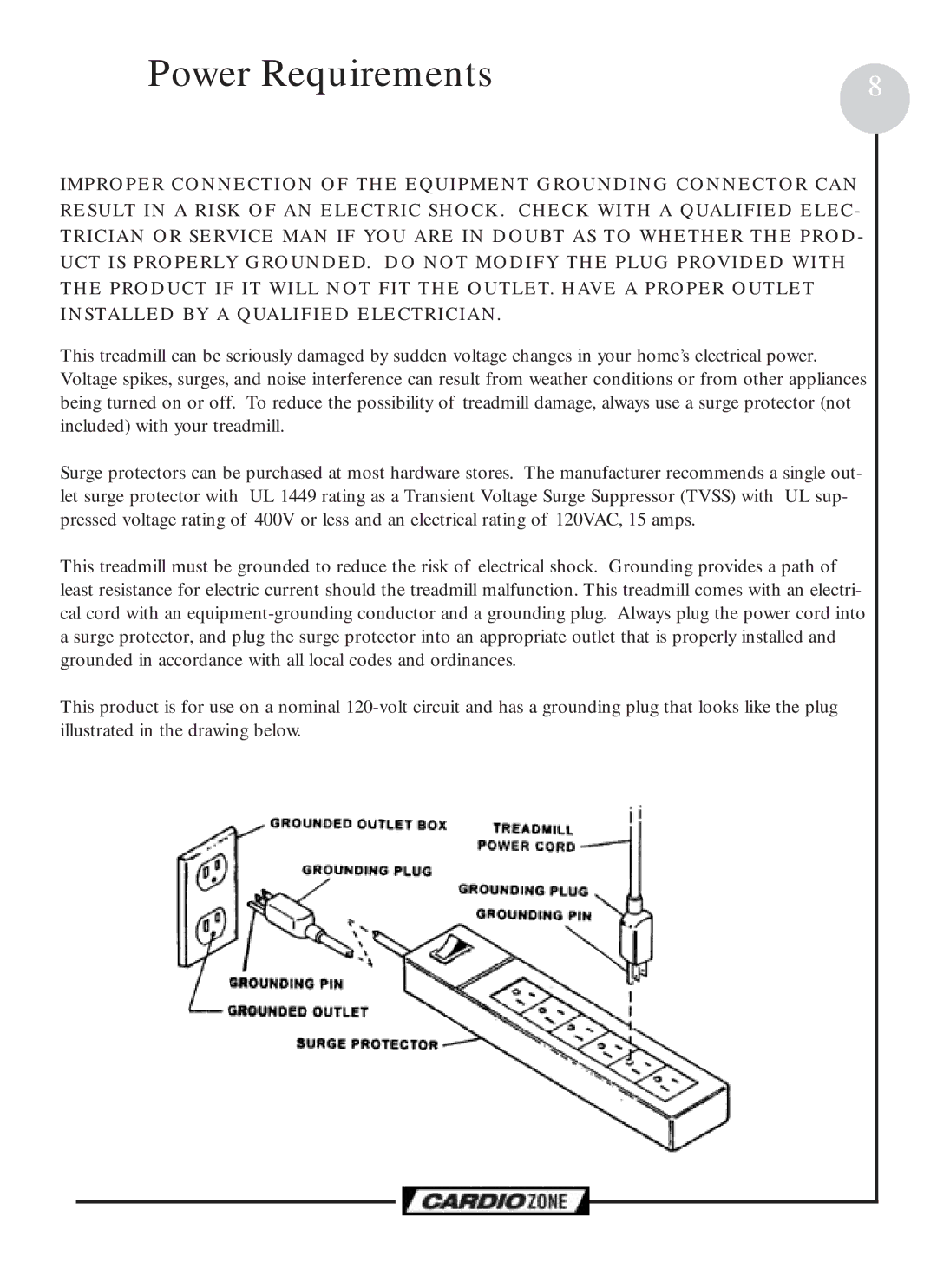 Keys Fitness CZCLUB, CZEMAX owner manual Power Requirements 