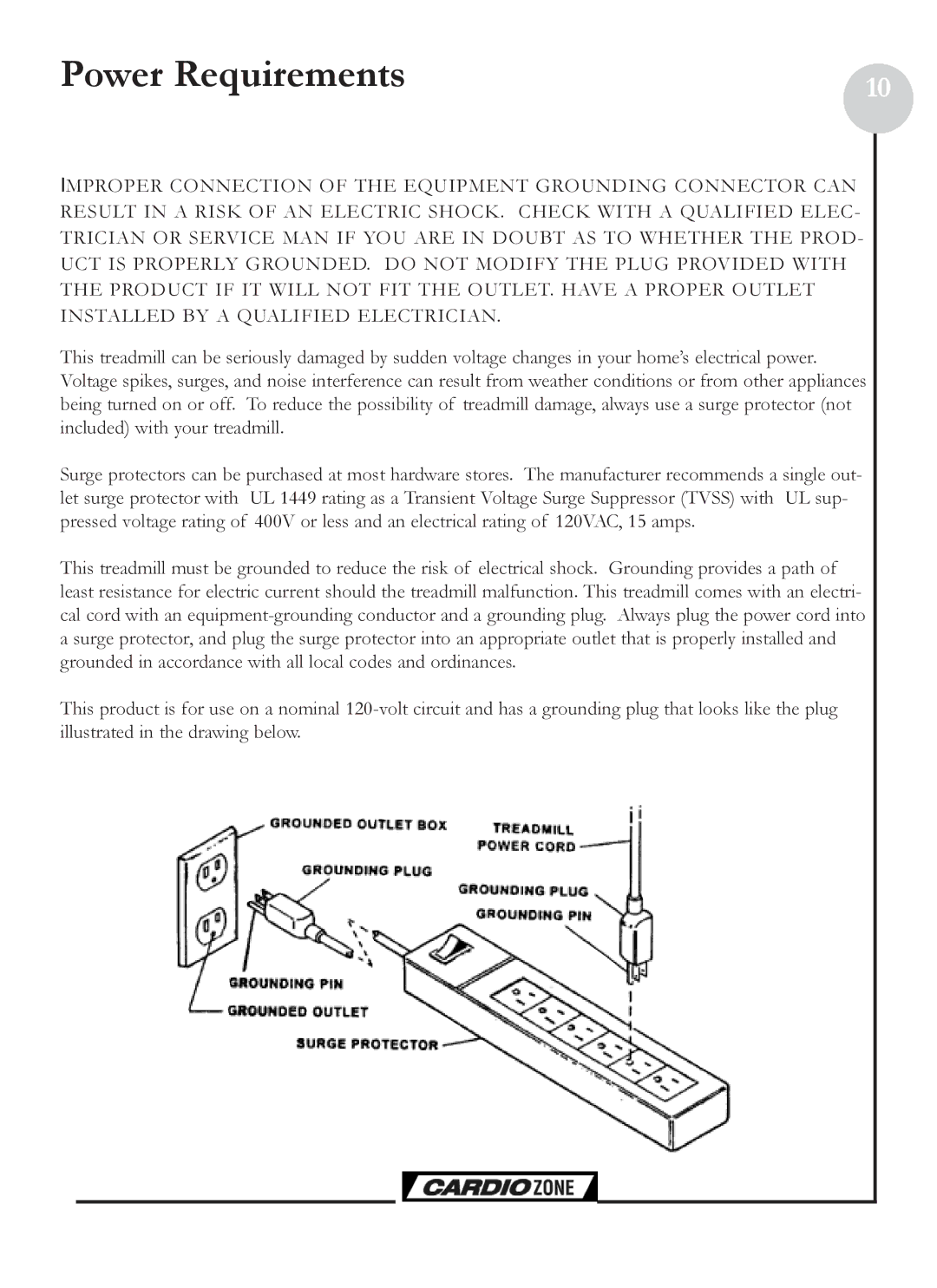 Keys Fitness CZCLUBMAX owner manual Power Requirements 